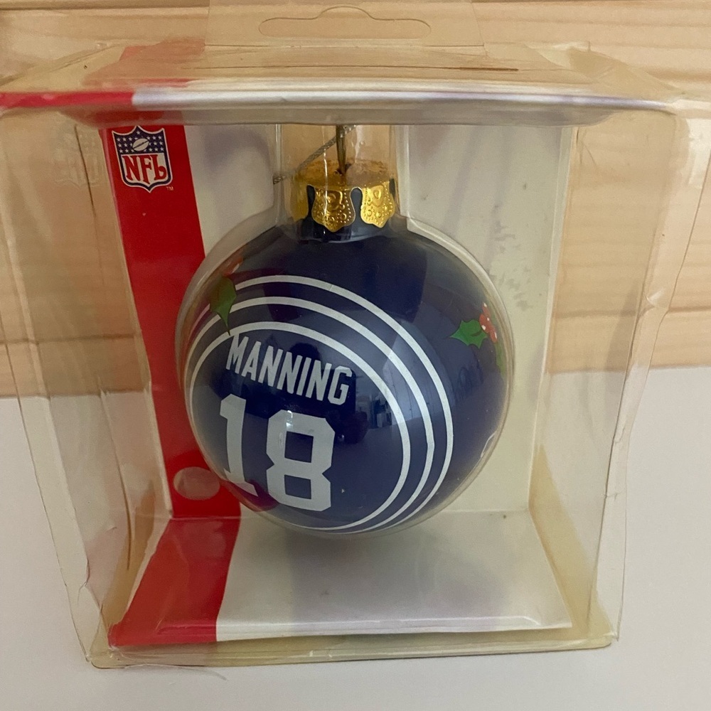 Forever Collectible Peyton Manning #18 Blue & White Colts Christmas Ball